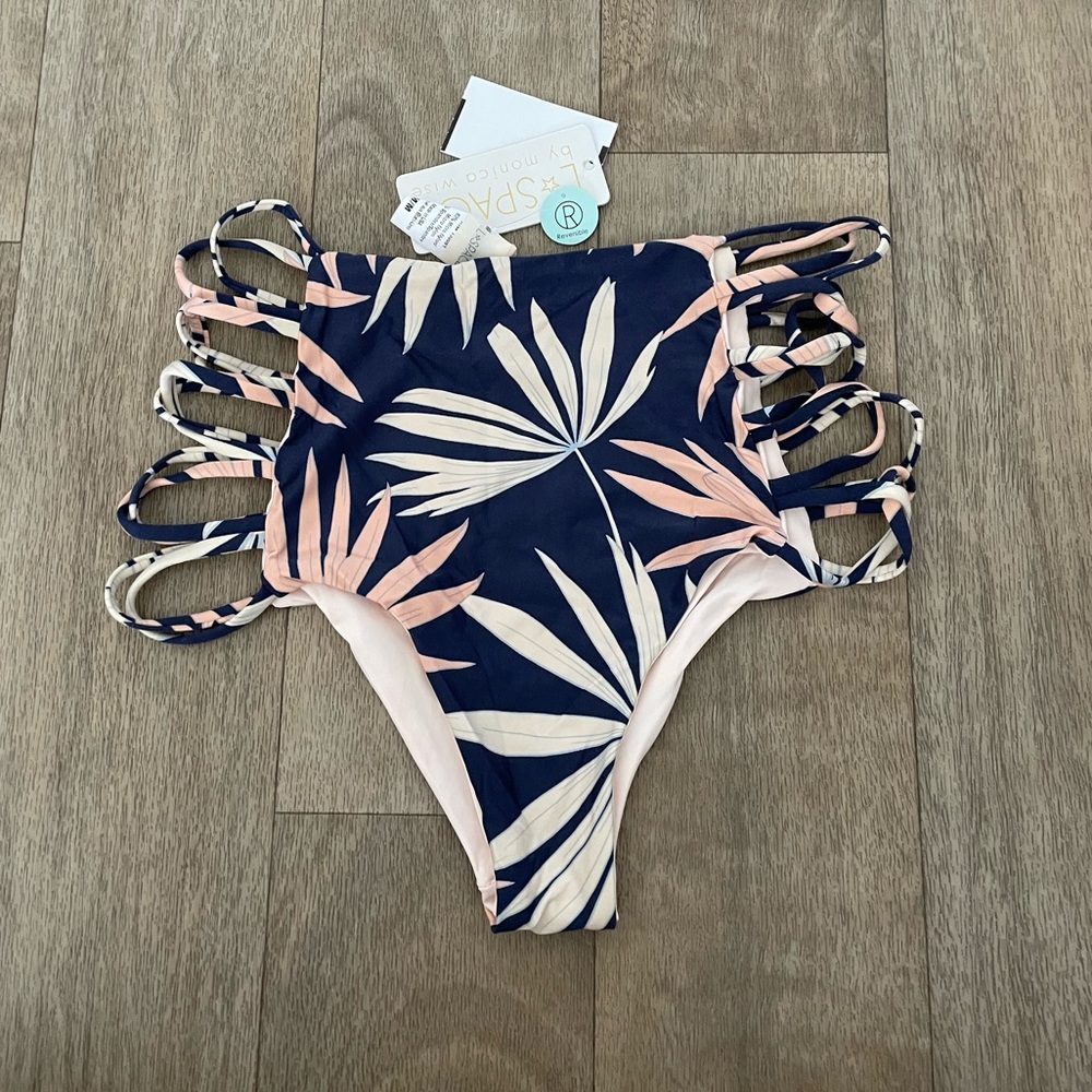 NWT LSPACE L*Space Blue and Pink Palm Print BOTTOM